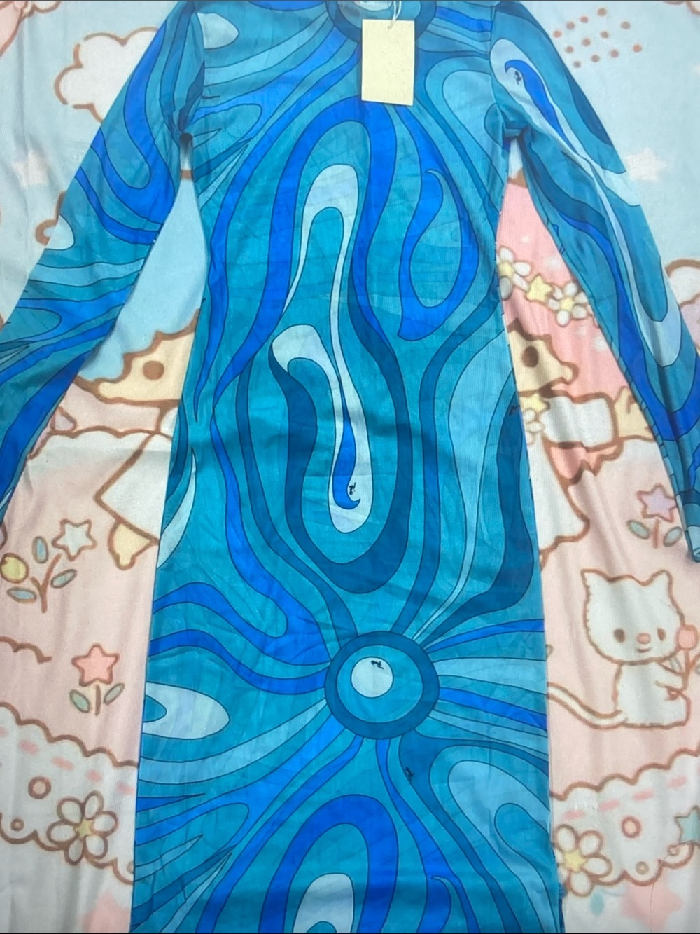 Emilio Pucci Turquoise & Cobalt Swirl Long Sleeve Maxi Dress - Picture 9 of 9